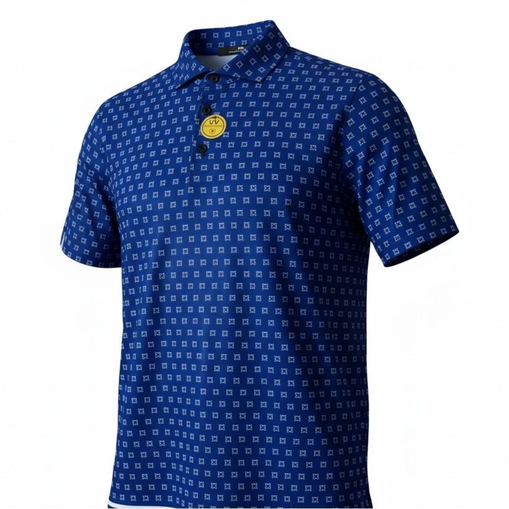 RLX Ralph Lauren Men's Blue Patterned Golf Polo Shirt M